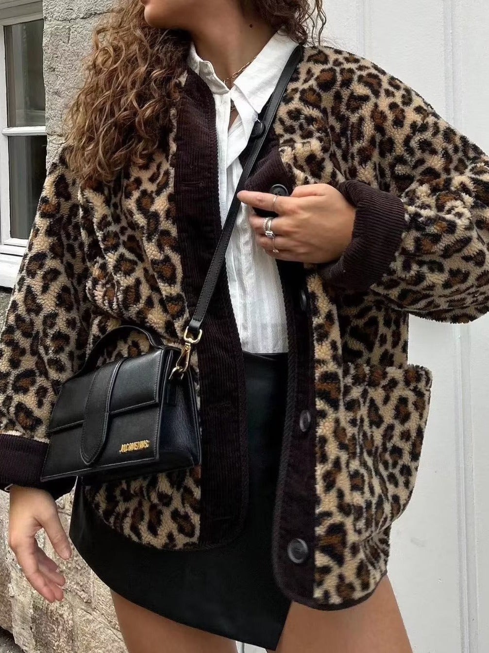 Damen Winter Leopard Print Freizeit jacke