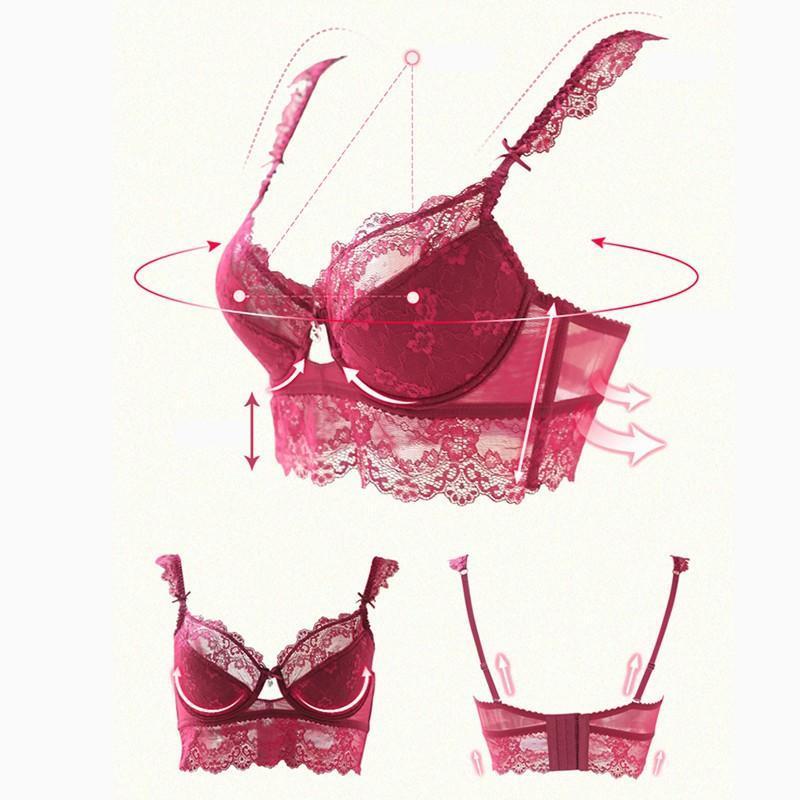 Sexy Mousse Frauen Sexy Bh Set Ultra-dünne Rot Schwarz Spitze Bhs Unterwäsche Push-up Bh und unterwäsche