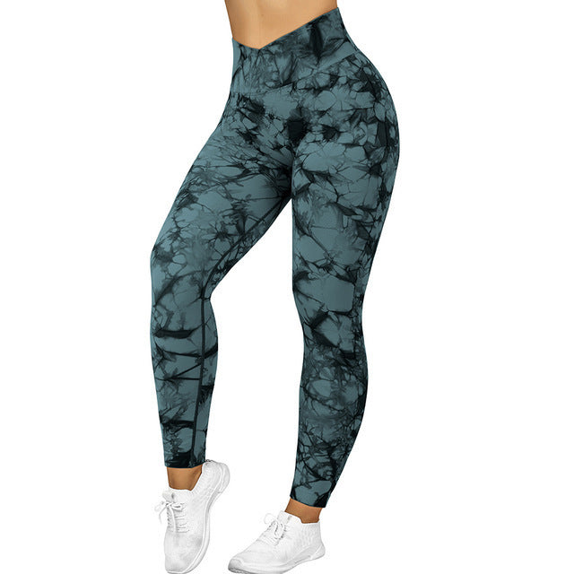 Nahtlose Tie Dye Leggings Frauen Yoga Hosen Push-Up Sport Fitness Lauf Gym Leggings