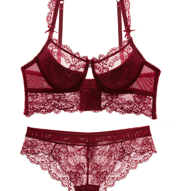 Sexy Mousse Frauen Sexy Bh Set Ultra-dünne Rot Schwarz Spitze Bhs Unterwäsche Push-up Bh und unterwäsche