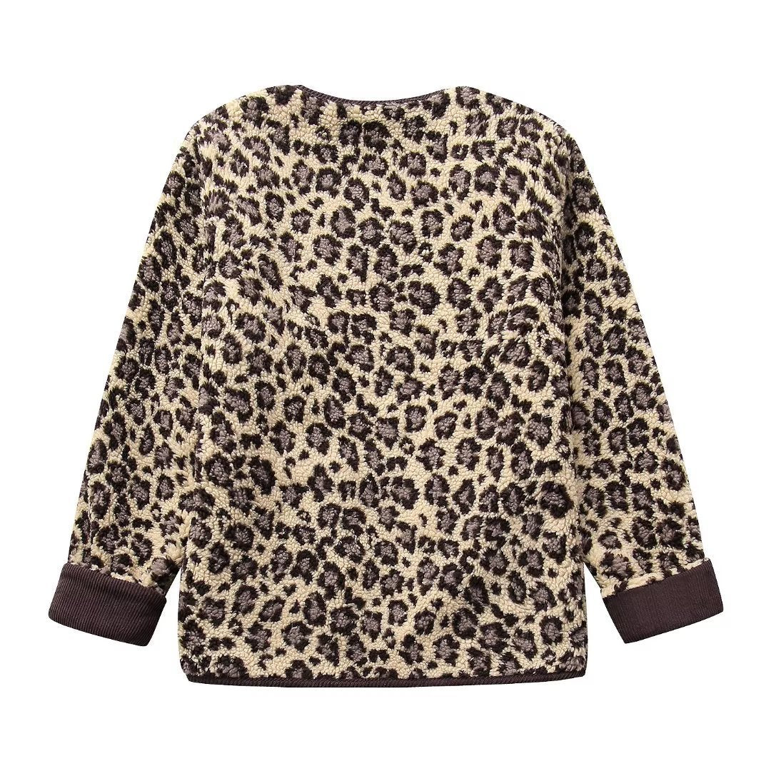 Damen Winter Leopard Print Freizeit jacke