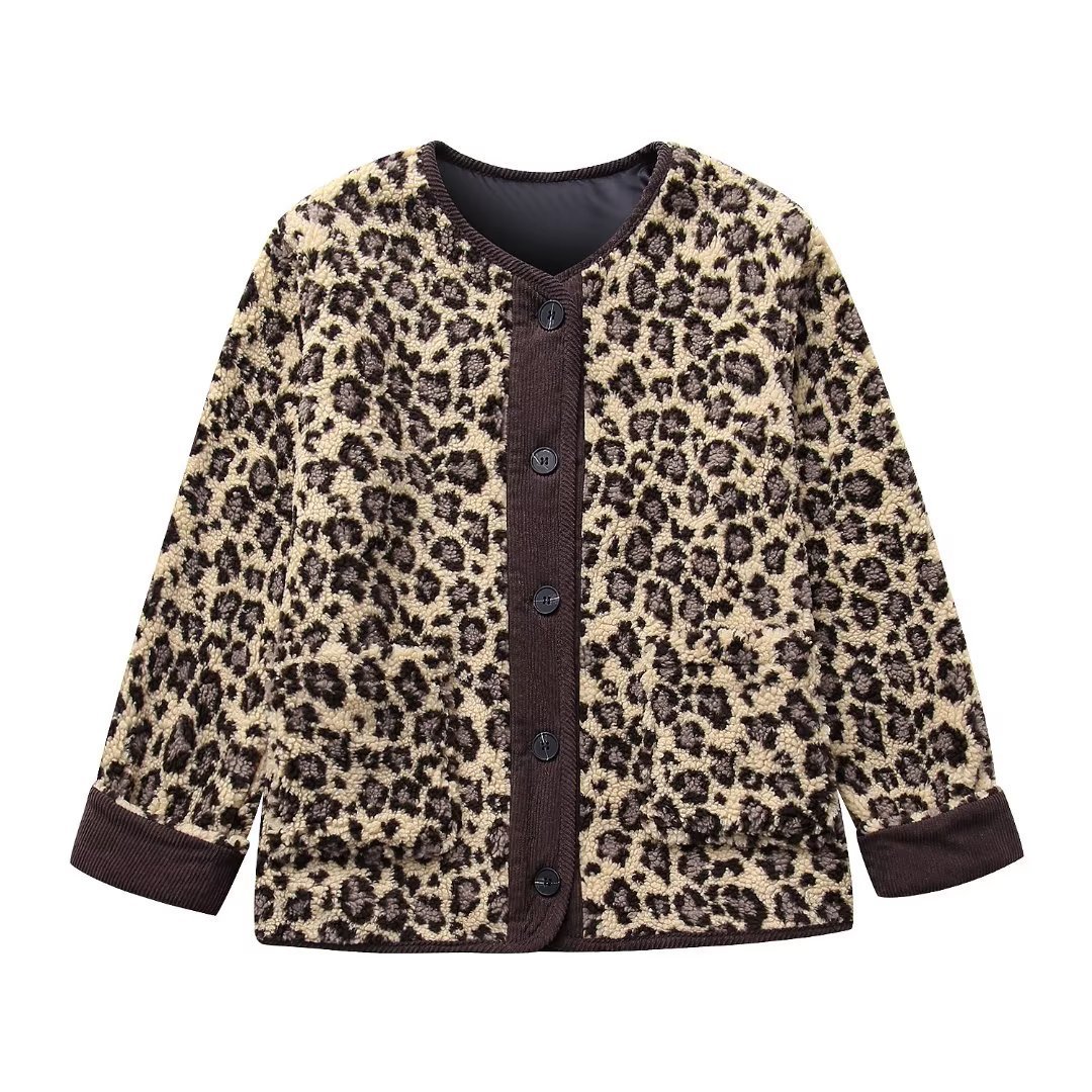 Damen Winter Leopard Print Freizeit jacke