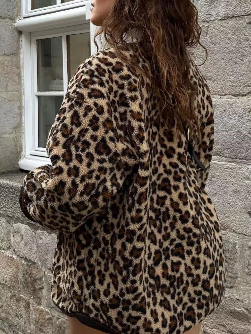 Damen Winter Leopard Print Freizeit jacke